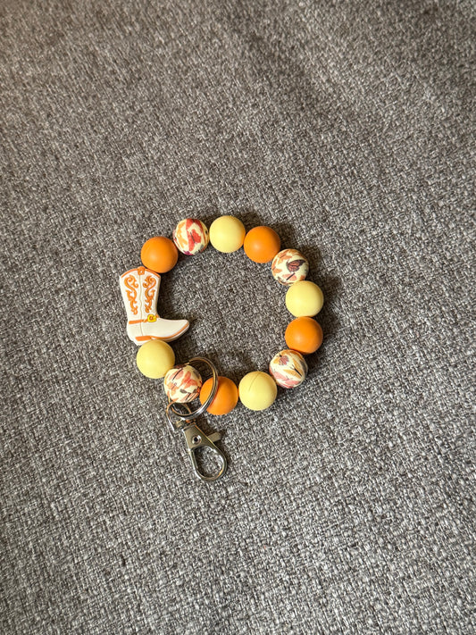 Orange Cowboy Boot Keychain