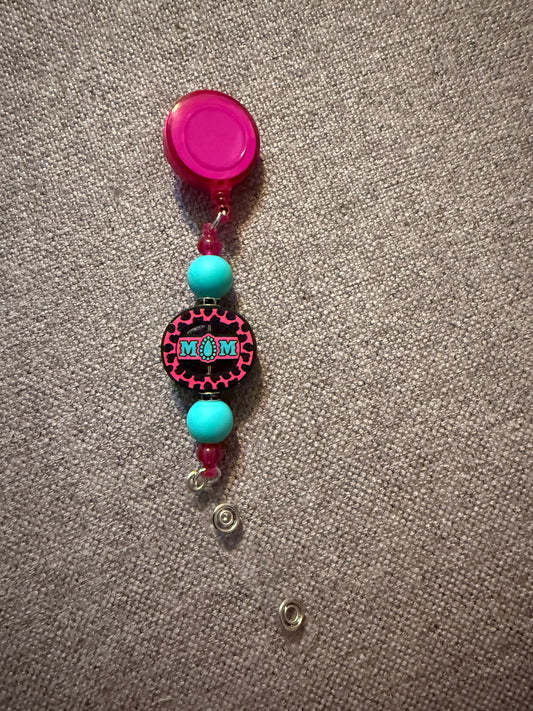 Pink Mom Badge Holder